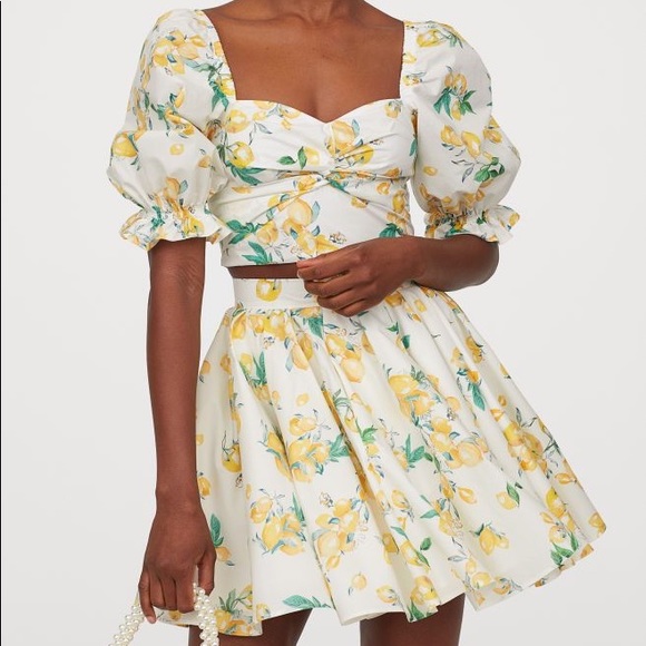 Sold H&M lemon bell cotton top and skirt set - Picture 2 of 4